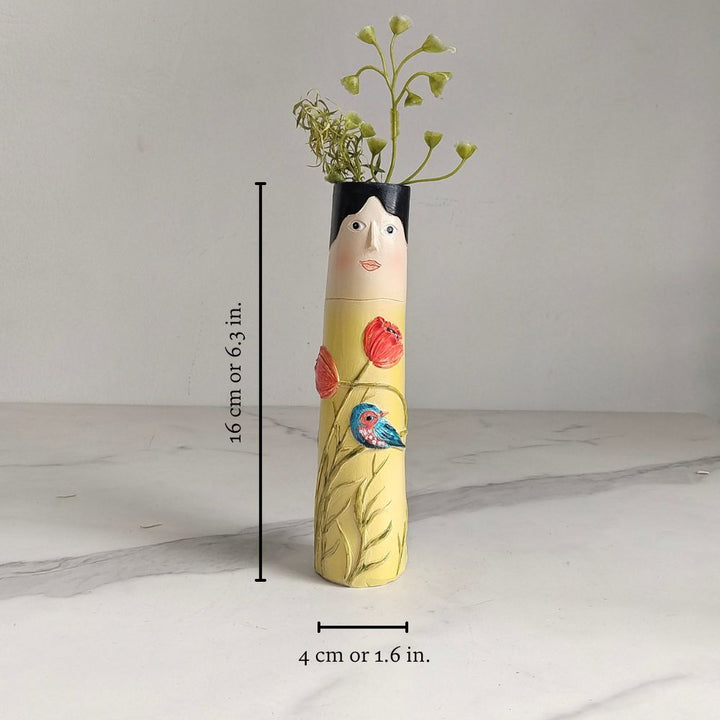 Resin Bud Vases Set of 7 Figure Design with Flowers and Birds 10