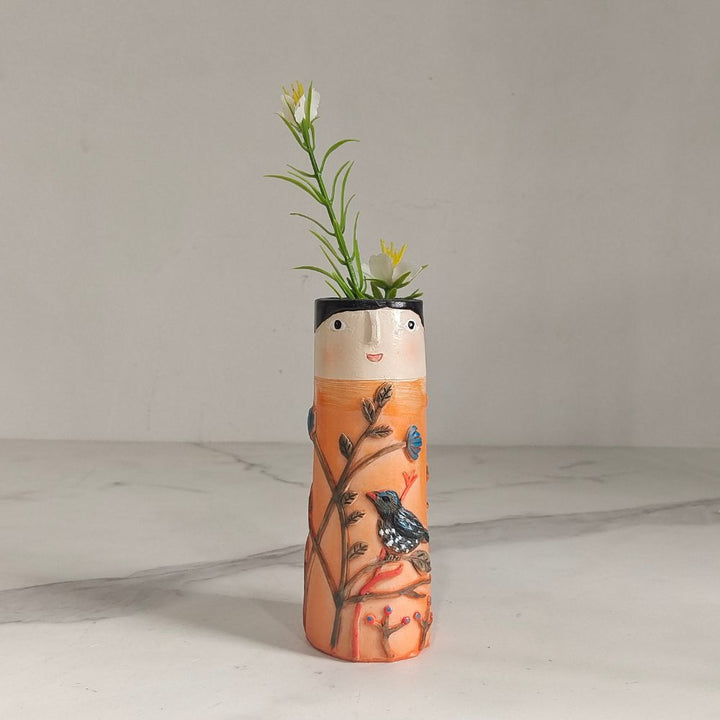 Resin Bud Vases Set of 7 Figure Design with Flowers and Birds 2