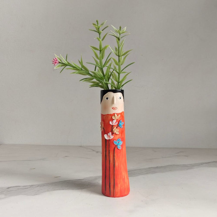 Resin Bud Vases Set of 7 Figure Design with Flowers and Birds 3