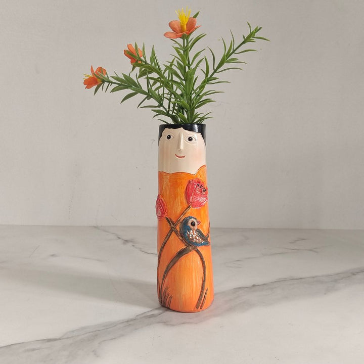 Resin Bud Vases Set of 7 Figure Design with Flowers and Birds 4