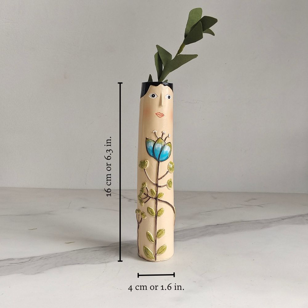 Resin Bud Vases Set of 7 Figure Design with Flowers and Birds 6