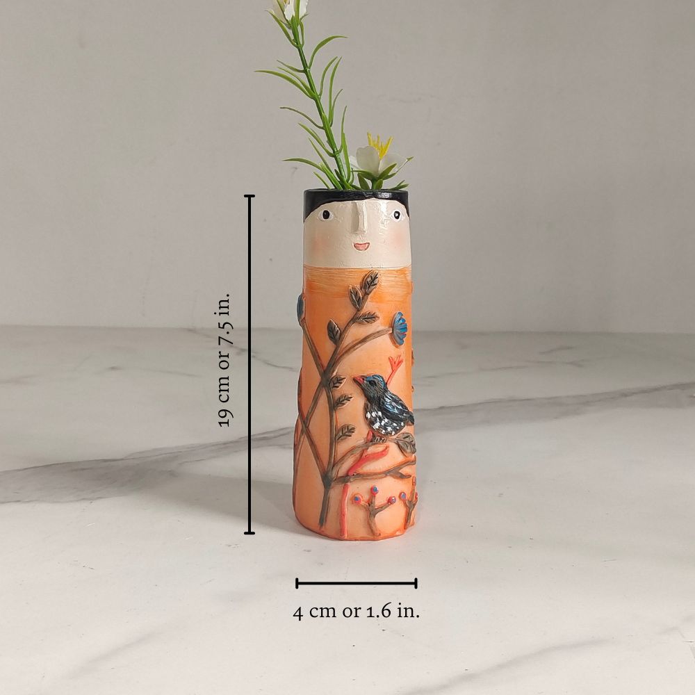 Resin Bud Vases Set of 7 Figure Design with Flowers and Birds 7