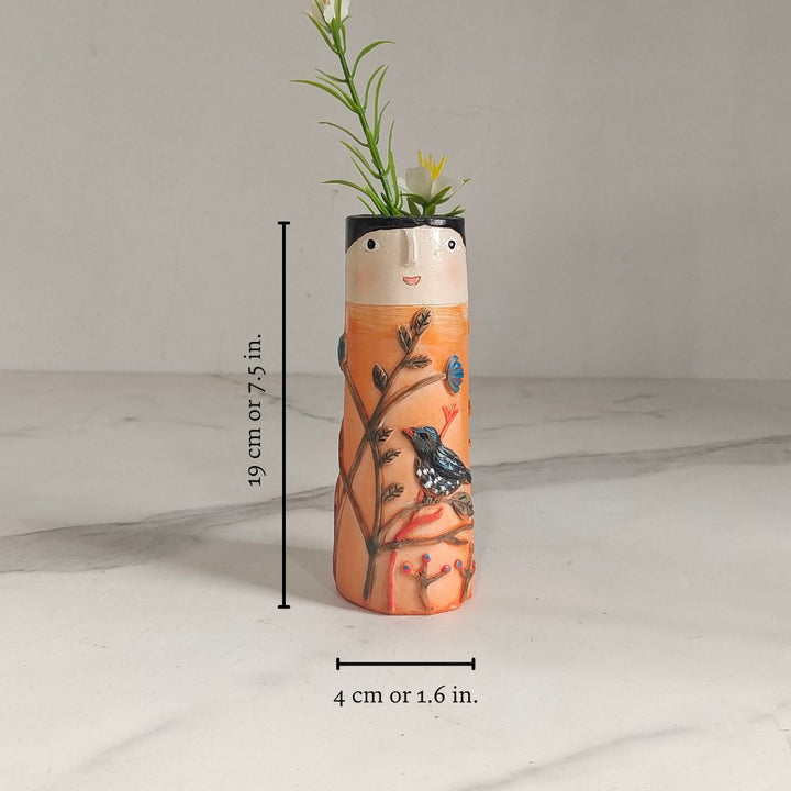 Resin Bud Vases Set of 7 Figure Design with Flowers and Birds 7