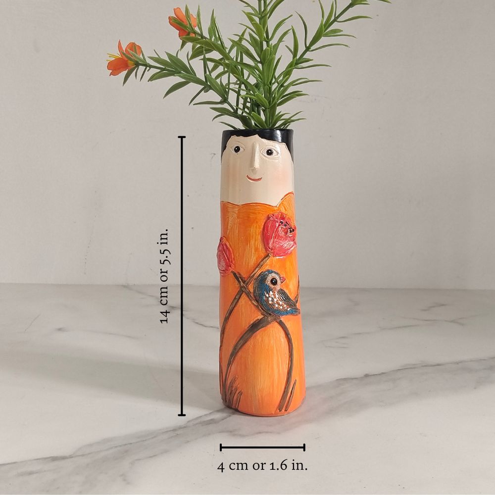 Resin Bud Vases Set of 7 Figure Design with Flowers and Birds 9