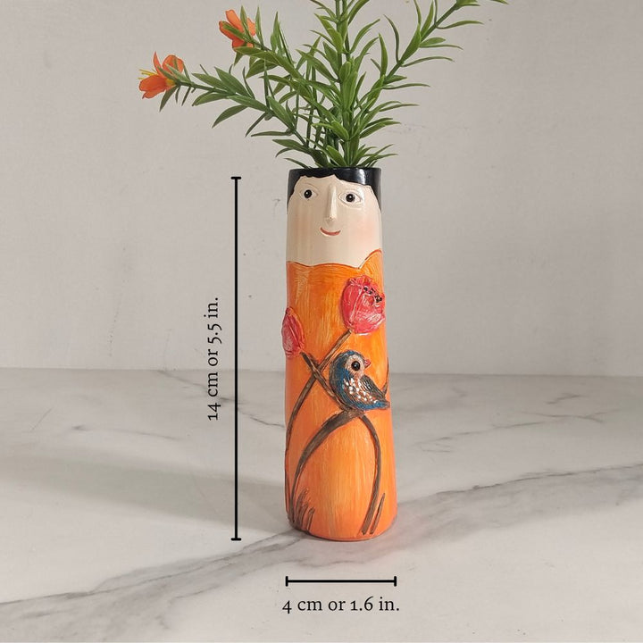 Resin Bud Vases Set of 7 Figure Design with Flowers and Birds 9