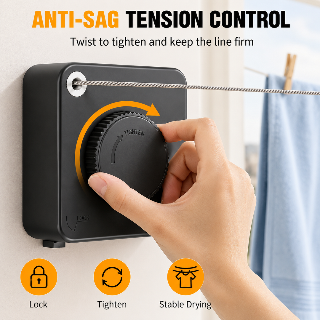 Retractable Clothesline Stainless Steel Cable Wall Mounted 1