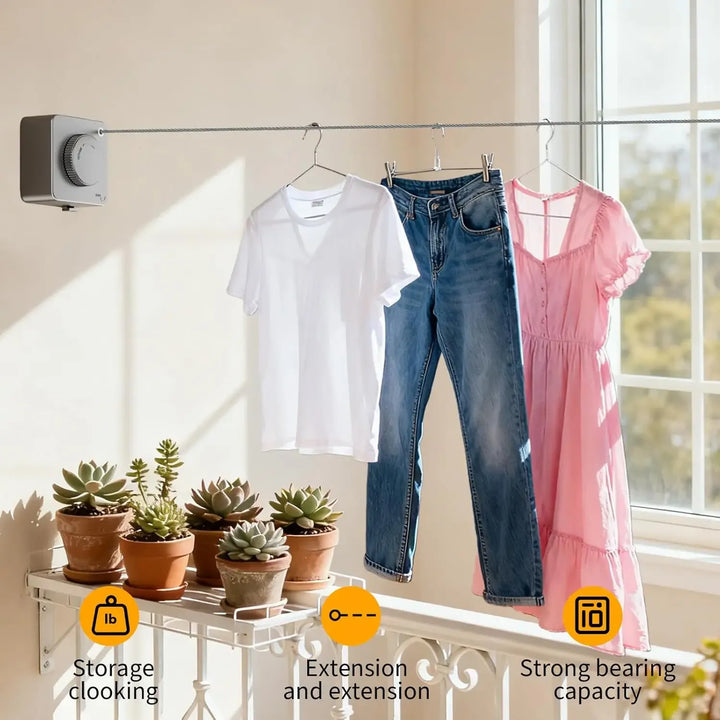 Retractable Clothesline Stainless Steel Cable Wall Mounted 5