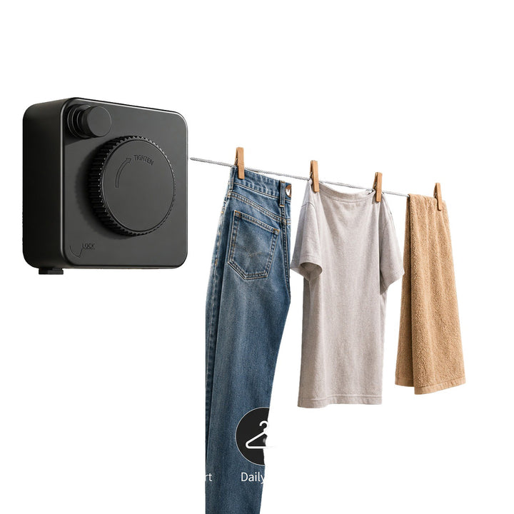 Retractable Clothesline Stainless Steel Cable Wall Mounted on white