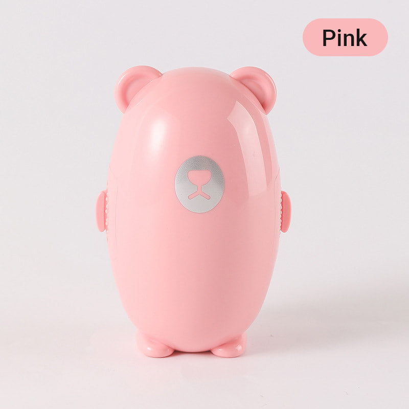 Reusable Lint Roller Ball Washable 3.9 Inch Bear Shape Pink 1