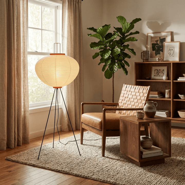 Rice Paper Floor Lamp Lantern on Tripod Legs 47.2 in Set of 2 2
