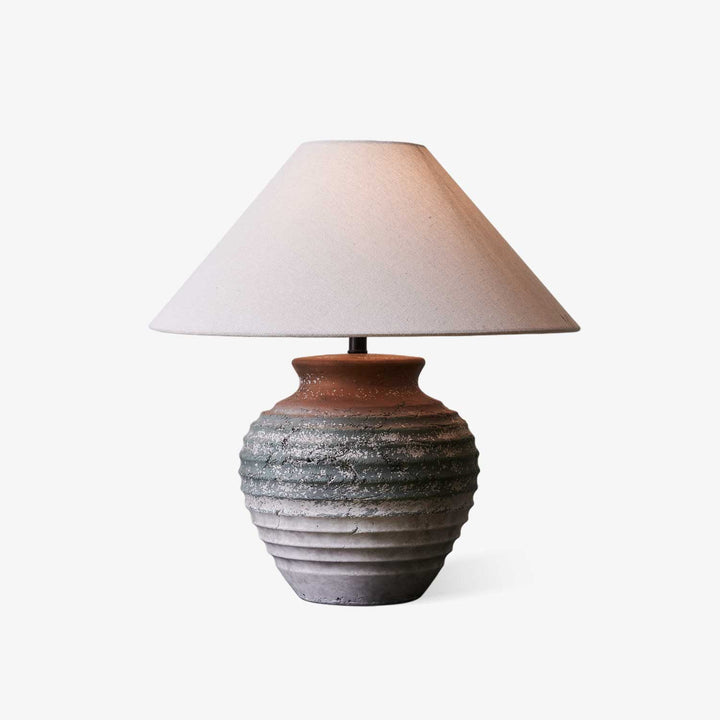 Ridged Clay Table Lamp Terracotta to Charcoal Ombre 17.7 in 1