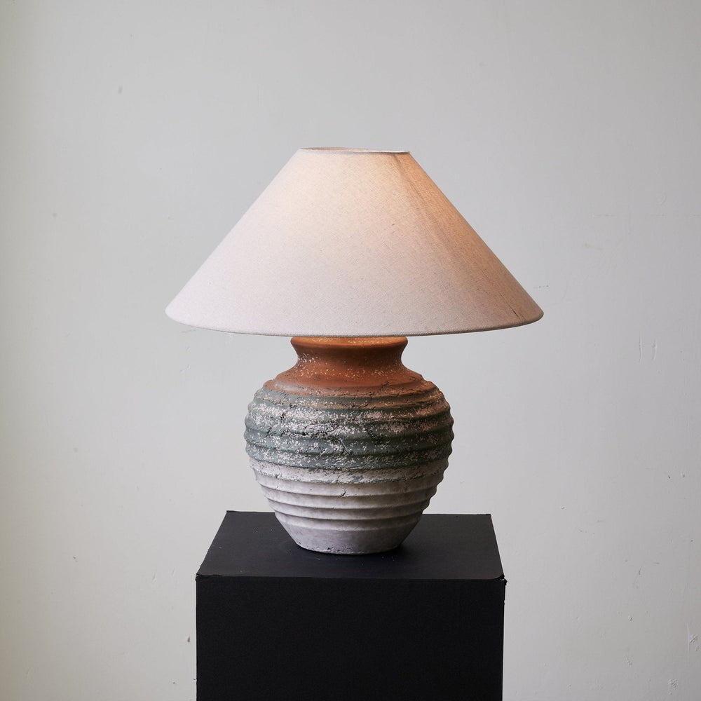 Ridged Clay Table Lamp Terracotta to Charcoal Ombre 17.7 in 2