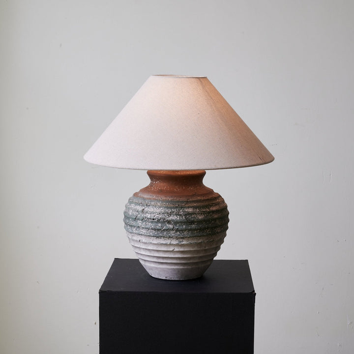 Ridged Clay Table Lamp Terracotta to Charcoal Ombre 17.7 in 3