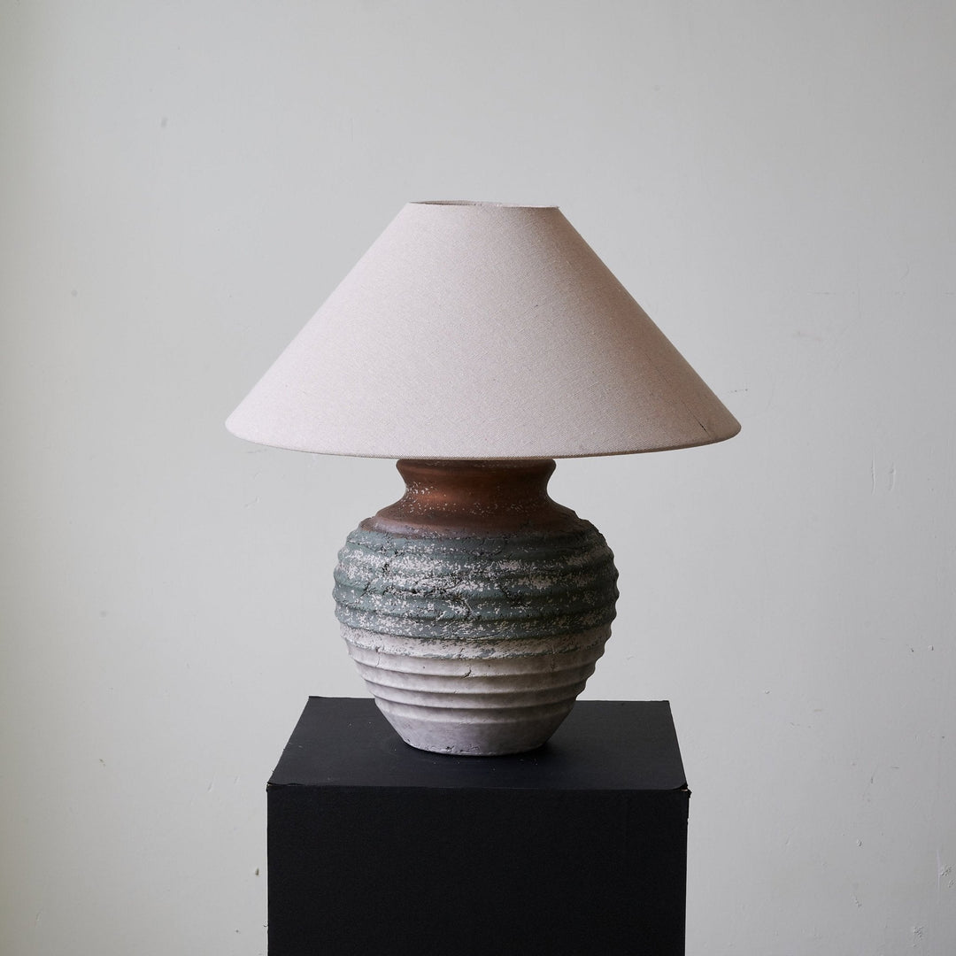 Ridged Clay Table Lamp Terracotta to Charcoal Ombre 17.7 in 4