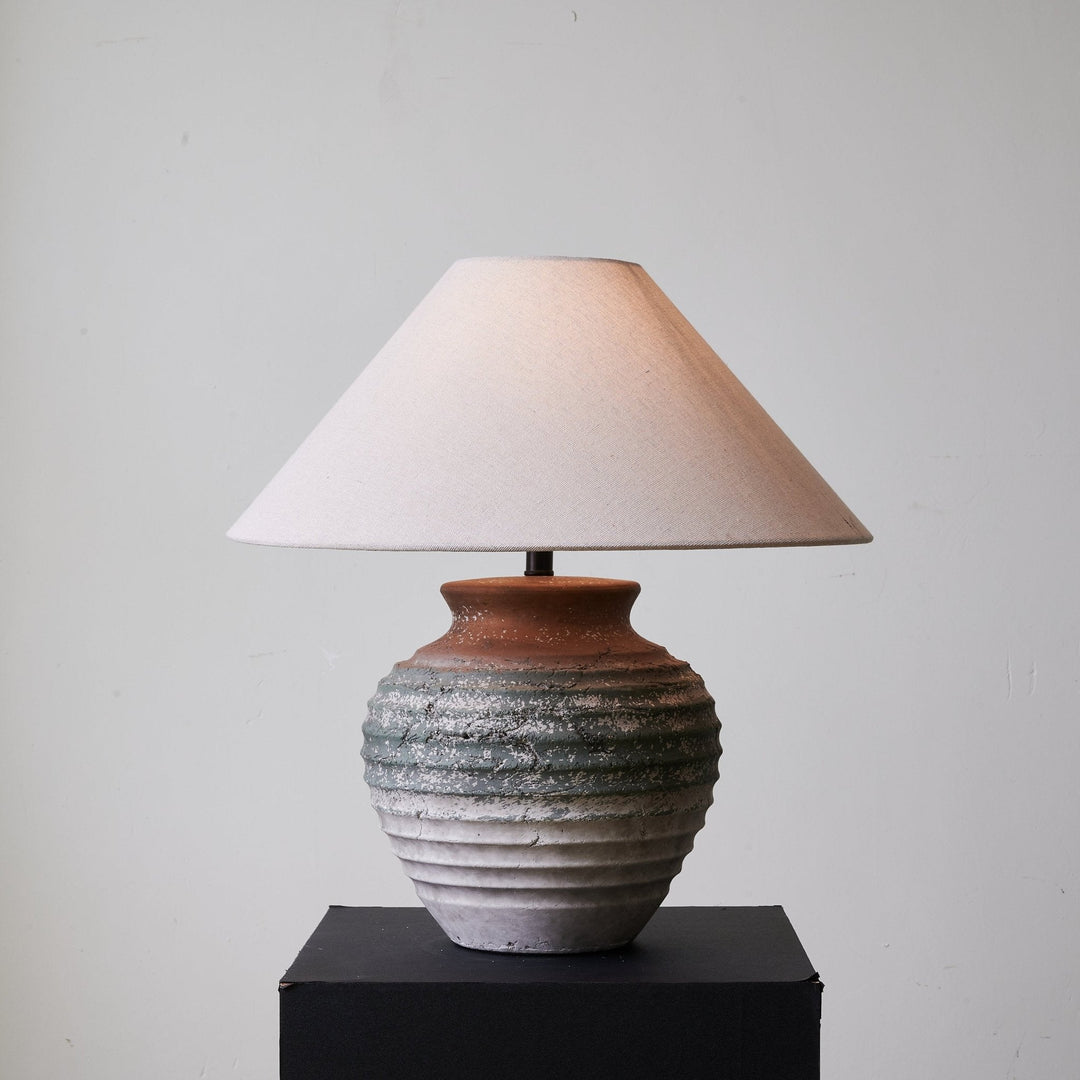Ridged Clay Table Lamp Terracotta to Charcoal Ombre 17.7 in 5