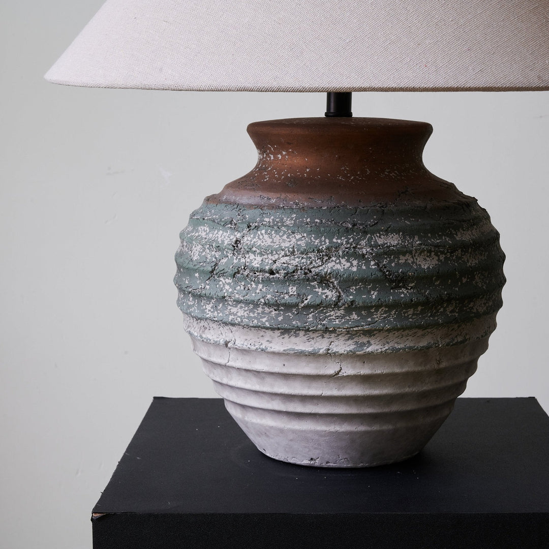 Ridged Clay Table Lamp Terracotta to Charcoal Ombre 17.7 in 6