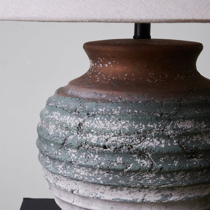 Ridged Clay Table Lamp Terracotta to Charcoal Ombre 17.7 in 7