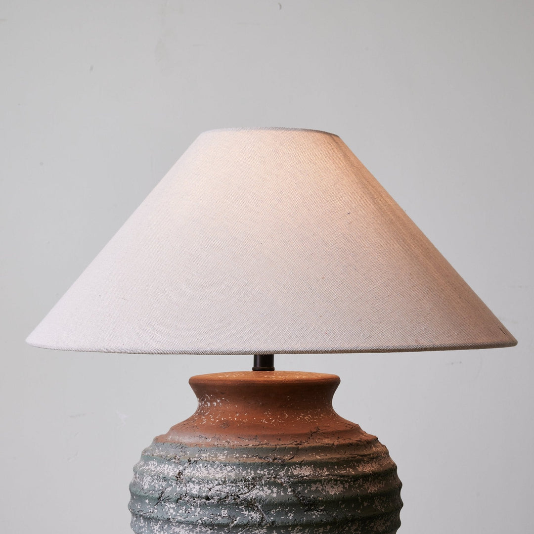 Ridged Clay Table Lamp Terracotta to Charcoal Ombre 17.7 in 8