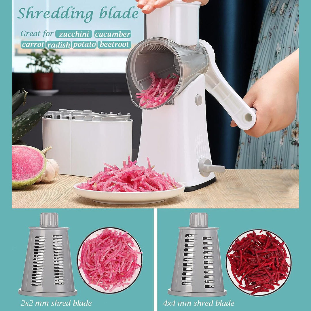 Rotary Cheese Grater 5 Blades with Hand Crank Set of 3 4