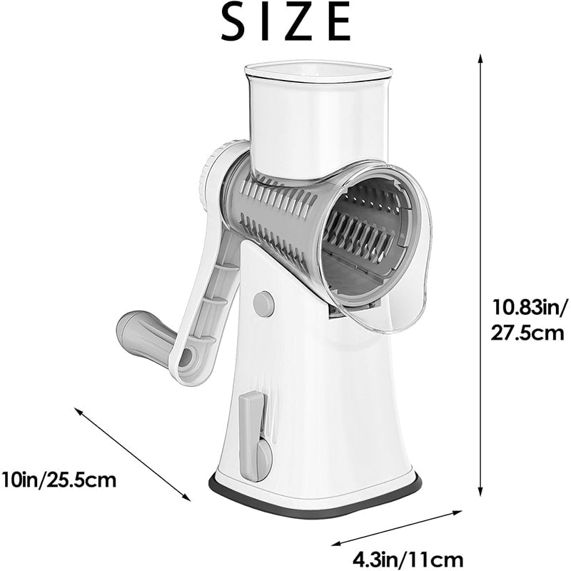 Rotary Cheese Grater 5 Blades with Hand Crank Set of 3 White 2