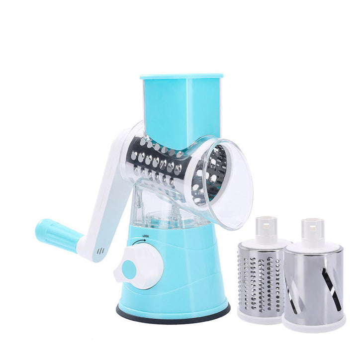 Rotary Cheese Grater with 3 Stainless Steel Drums Blue 1