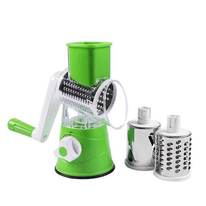Rotary Cheese Grater with 3 Stainless Steel Drums Green 1