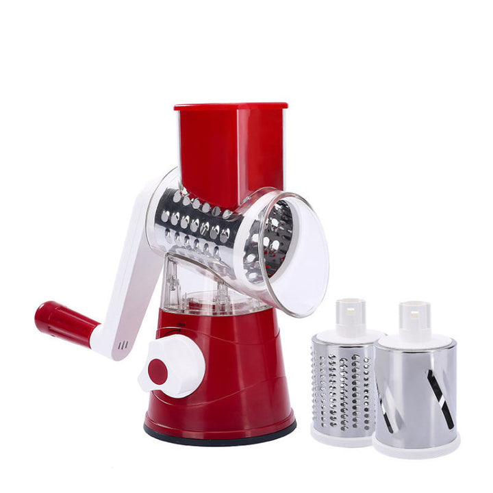 Rotary Cheese Grater with 3 Stainless Steel Drums Red 1
