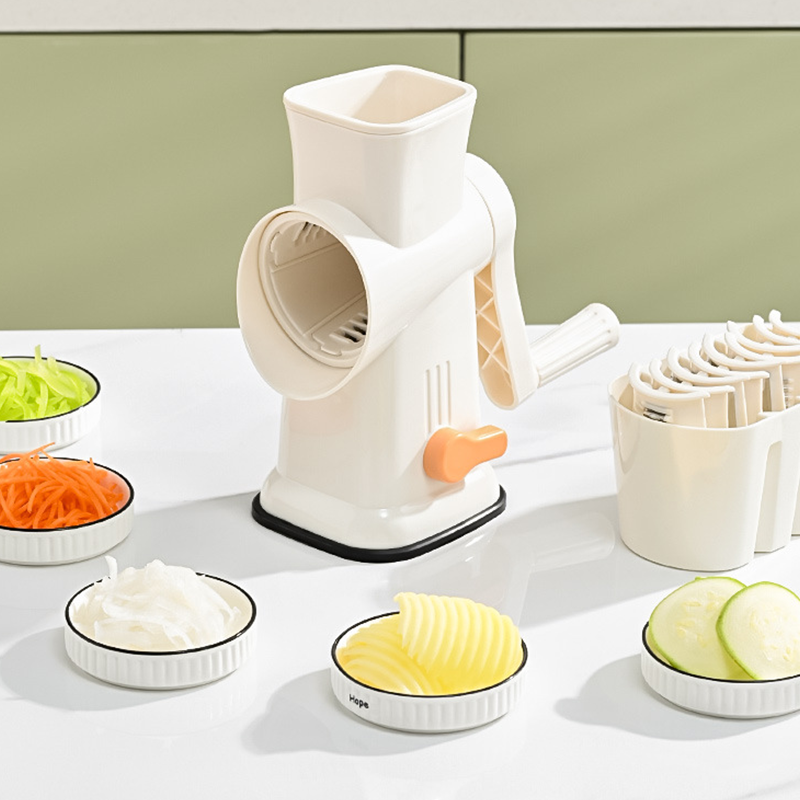 Rotary Vegetable Slicer with Interchangeable Blades White 1