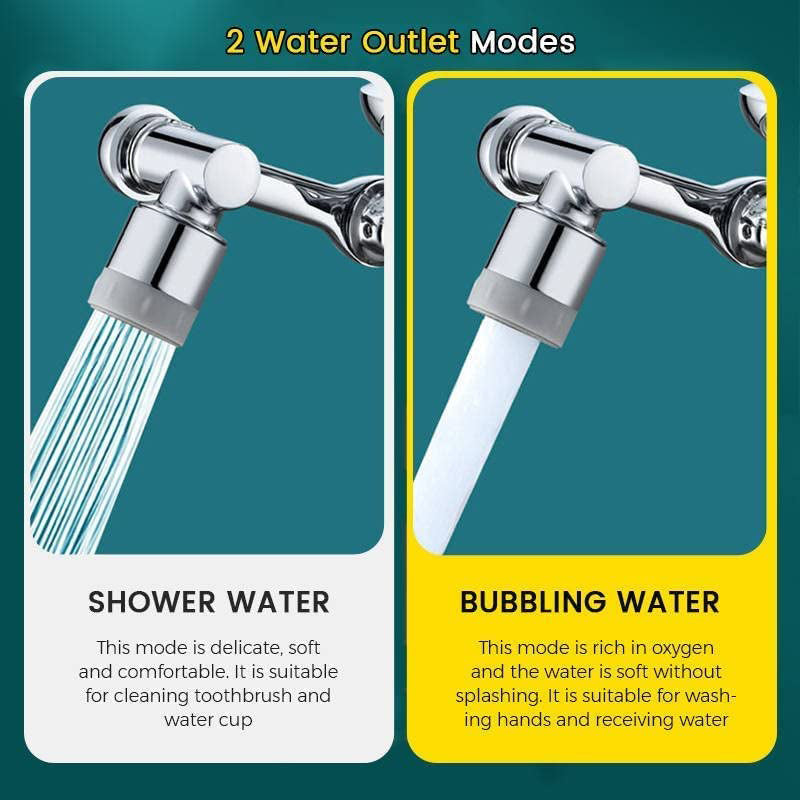 Rotating Faucet Aerator Extender 1080 Degree Dual Spray 1