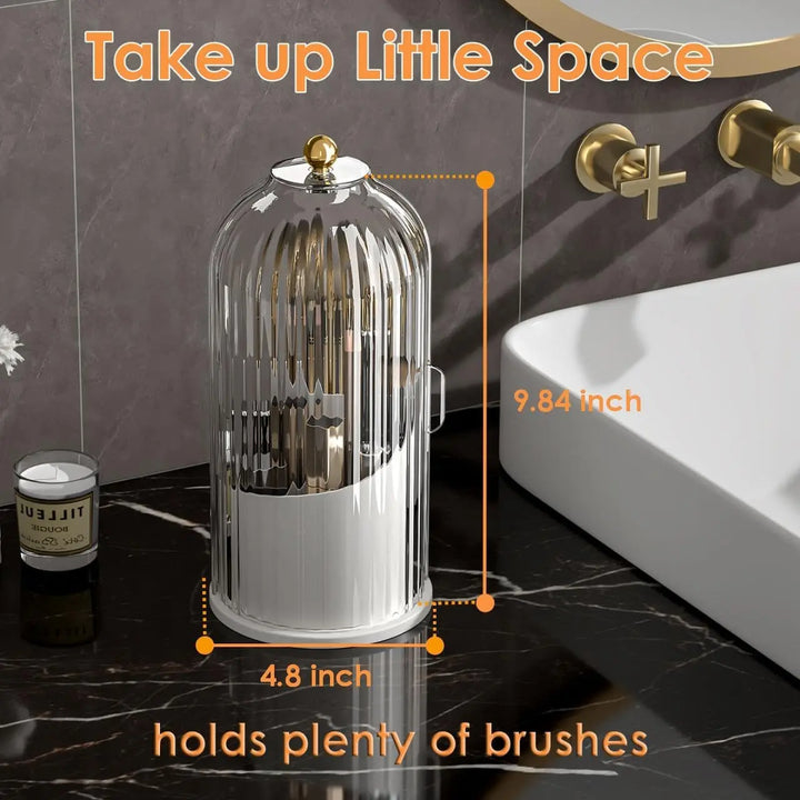 Rotating Toothbrush Holder with Lid 9.8 x 4.8 Inch Clear and White 3