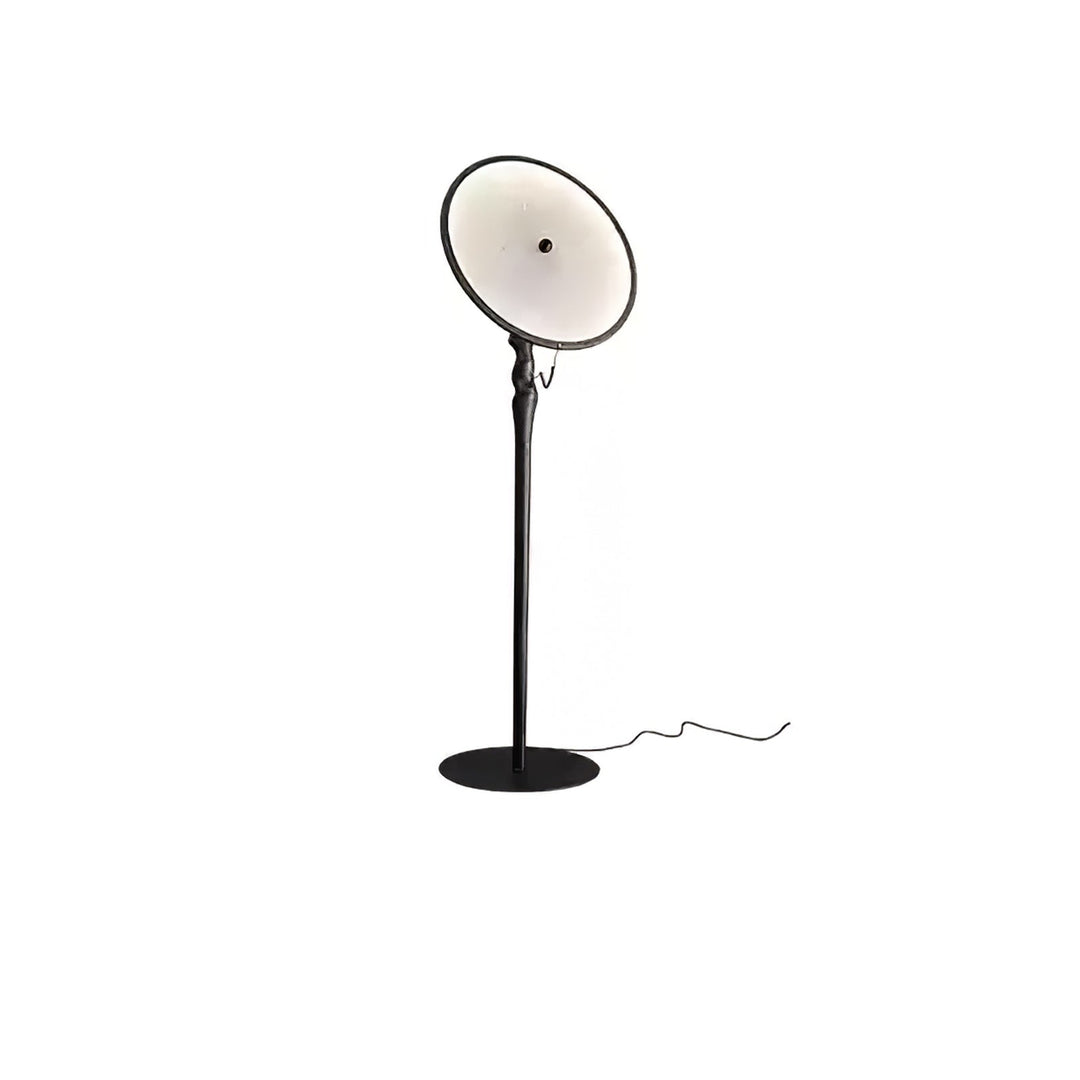 Round Dish Floor Lamp Wood Stand Acrylic Shade 67.7 in Black 1