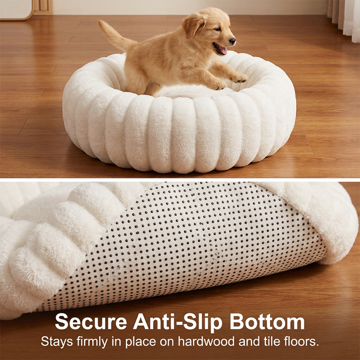 Round Plush Donut Pet Bed for Cats and Dogs 2