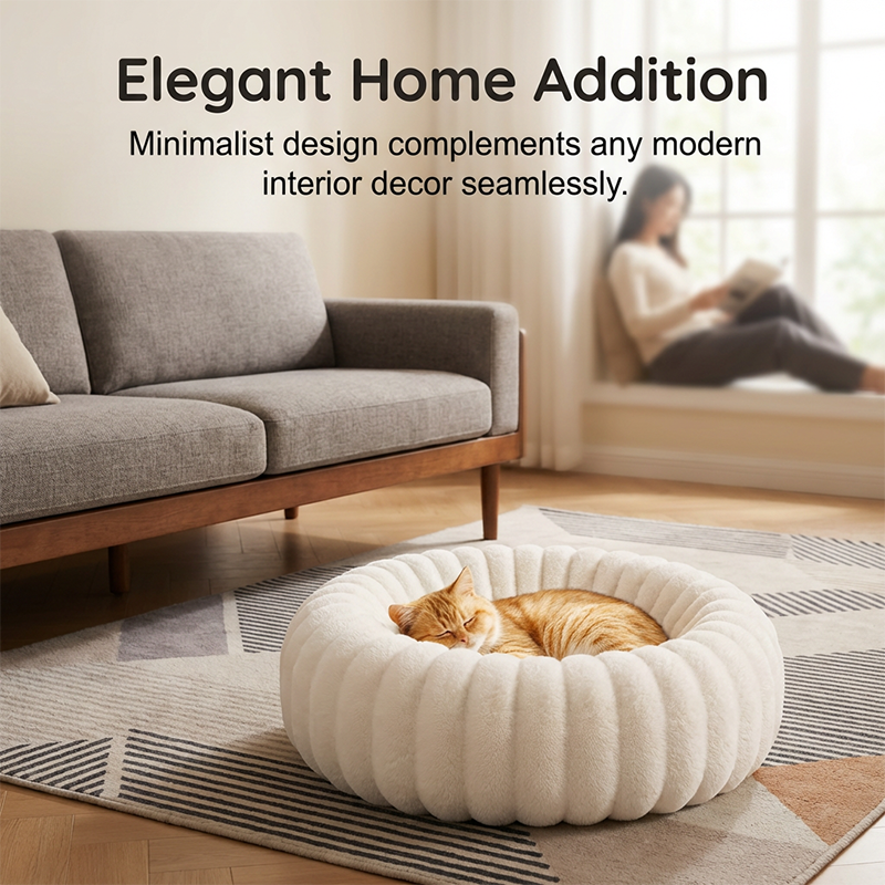 Round Plush Donut Pet Bed for Cats and Dogs 3