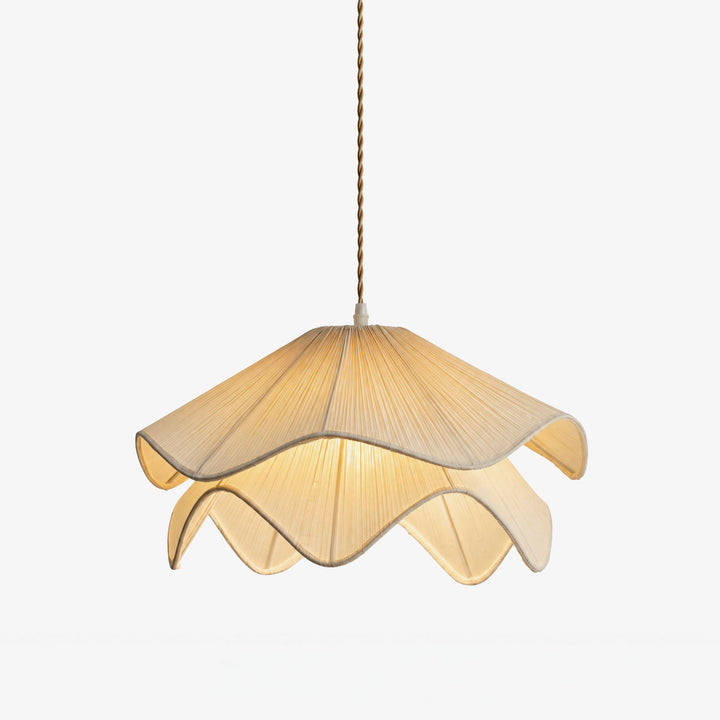 Ruffle Fabric Pendant Light Two Tier Pleated Shade 15.7 in Set of 3 1