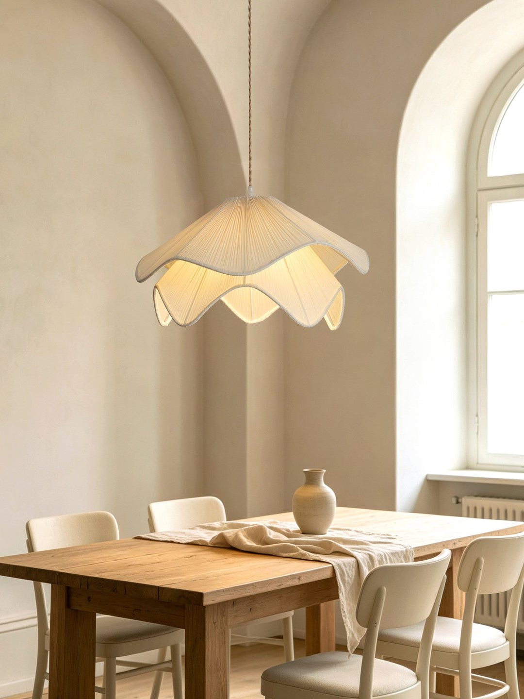 Ruffle Fabric Pendant Light Two Tier Pleated Shade 15.7 in Set of 3 6