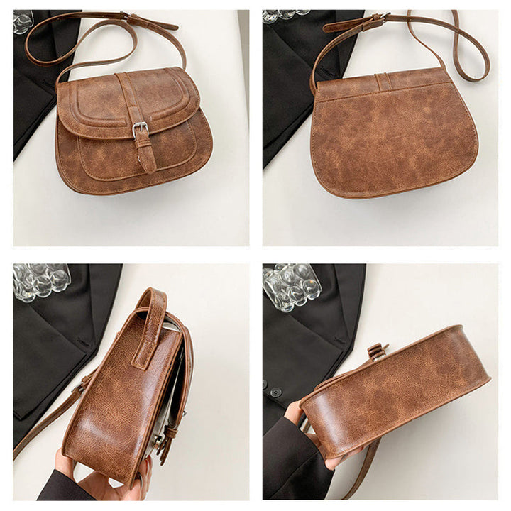 Saddle Crossbody Bag Faux Leather 41.7 Inch Strap 4