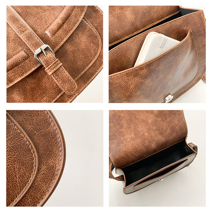 Saddle Crossbody Bag Faux Leather 41.7 Inch Strap 5