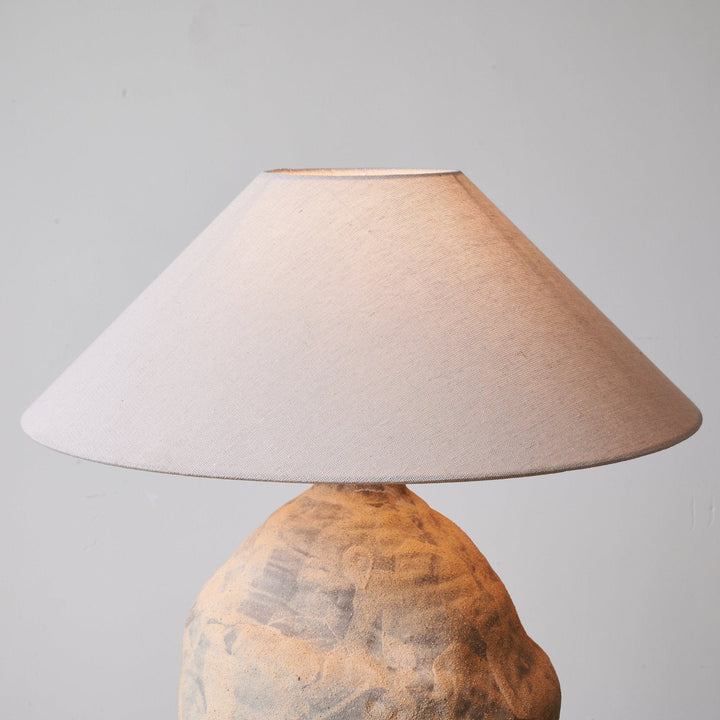 Sculpted Clay Table Lamp Terracotta Base Linen Shade 23.6 in Set of 3 6