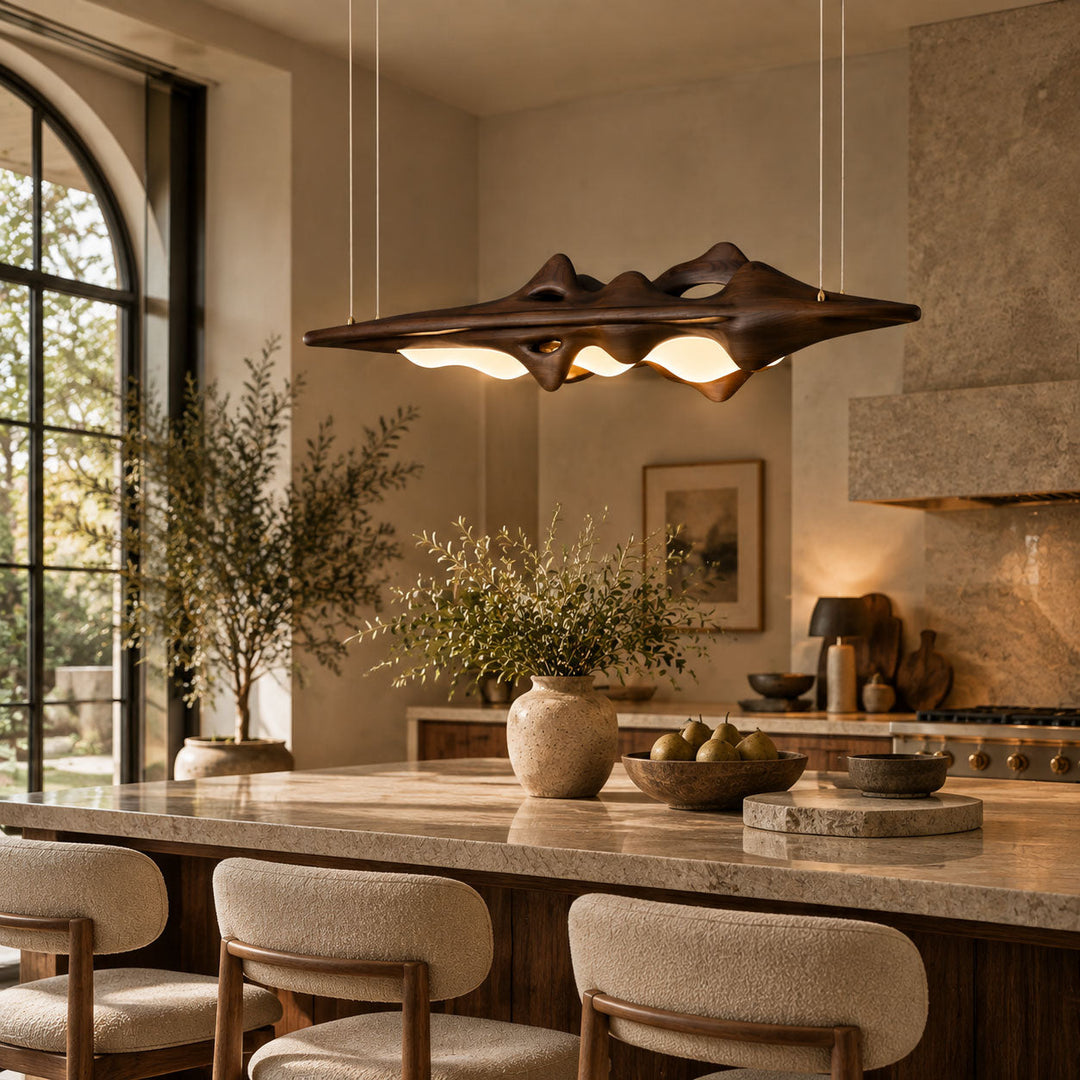 Sculpted Wave Linear Pendant Light 47.2 in Set of 3 4