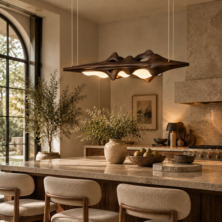 Sculpted Wave Linear Pendant Light 47.2 in Set of 3 4