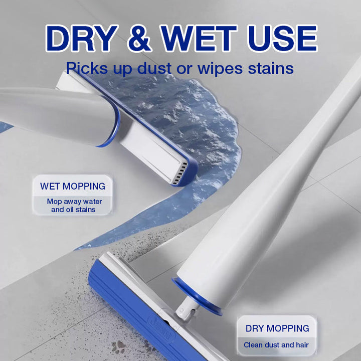 Self Wringing Mop 52.8 Inch with Replacement Heads White and Blue 4