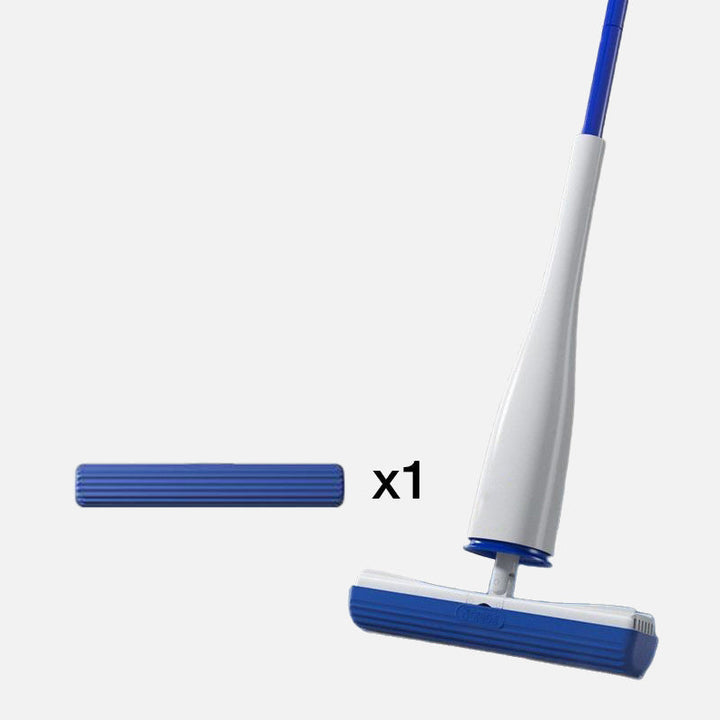 Self Wringing Mop 52.8 Inch with Replacement Heads White and Blue Mop and 1 Replacement Head 1