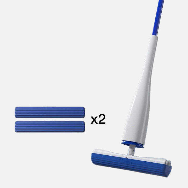 Self Wringing Mop 52.8 Inch with Replacement Heads White and Blue Mop and 2 Replacement Heads 1