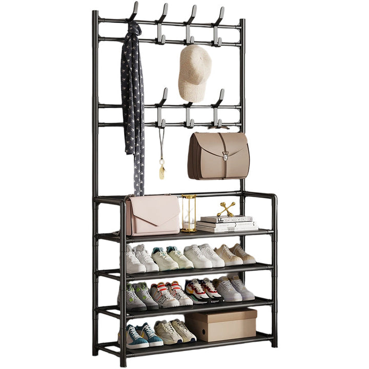 Shoe and Coat Rack with Hooks 4 or 5 Tier Black 4 Tier 1