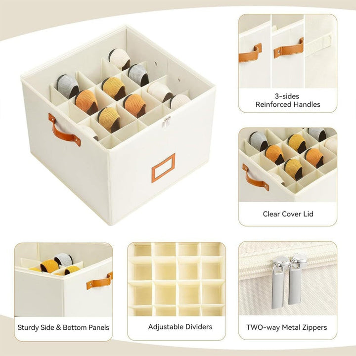 Shoe Storage Box Foldable 14.2 x 14.2 x 11.8 Inch with Clear Lid 1
