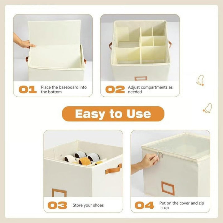 Shoe Storage Box Foldable 14.2 x 14.2 x 11.8 Inch with Clear Lid 3