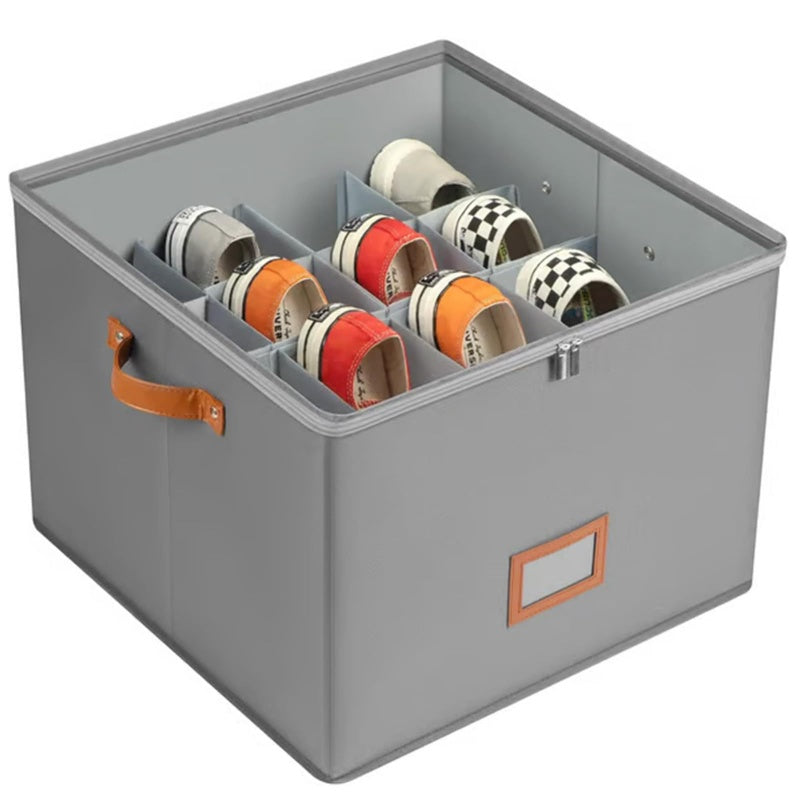 Shoe Storage Box Foldable 14.2 x 14.2 x 11.8 Inch with Clear Lid Gray 1