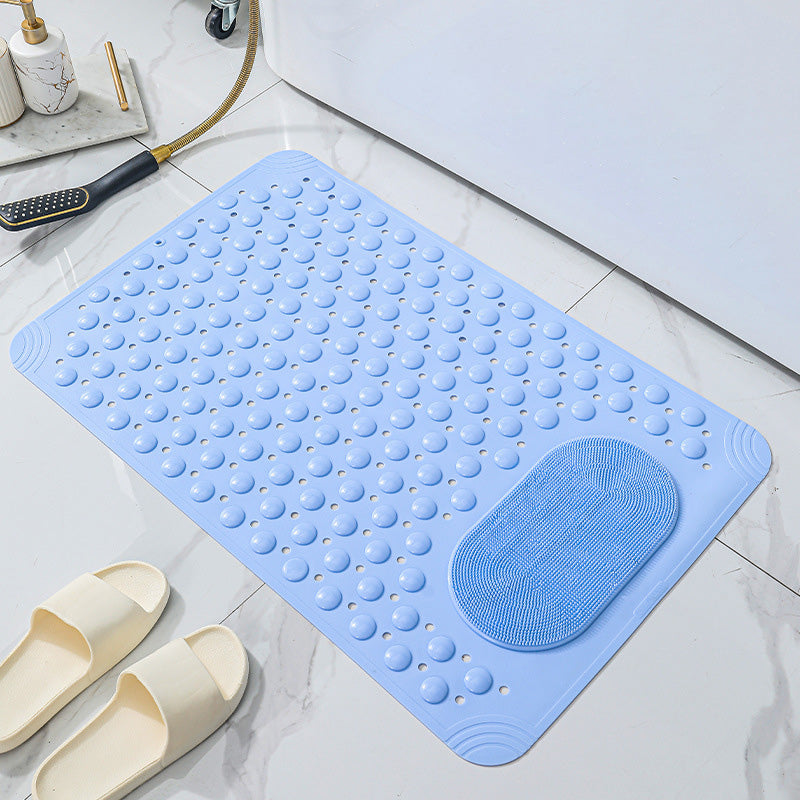 Shower Mat with Suction Cups and Drain Holes PVC Blue 1