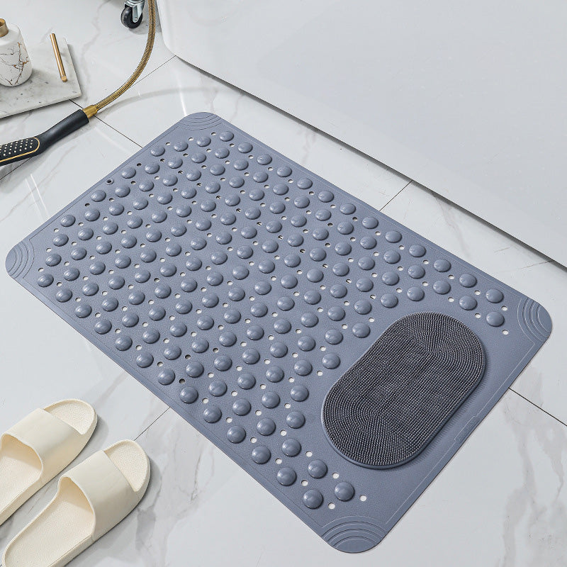 Shower Mat with Suction Cups and Drain Holes PVC Gray 1