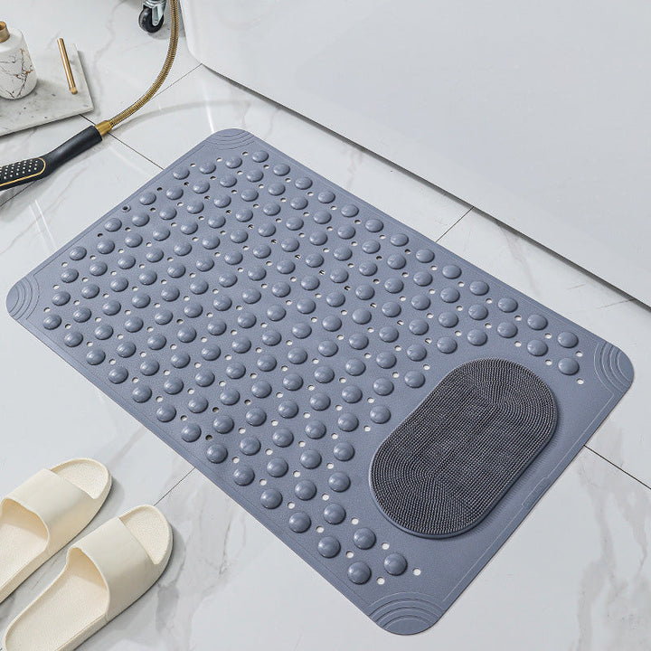 Shower Mat with Suction Cups and Drain Holes PVC Gray 1